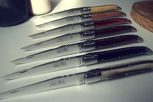 Laguiole Andre Verdier Debutant 6 Piece Steak Knife Set, Black, Made In France