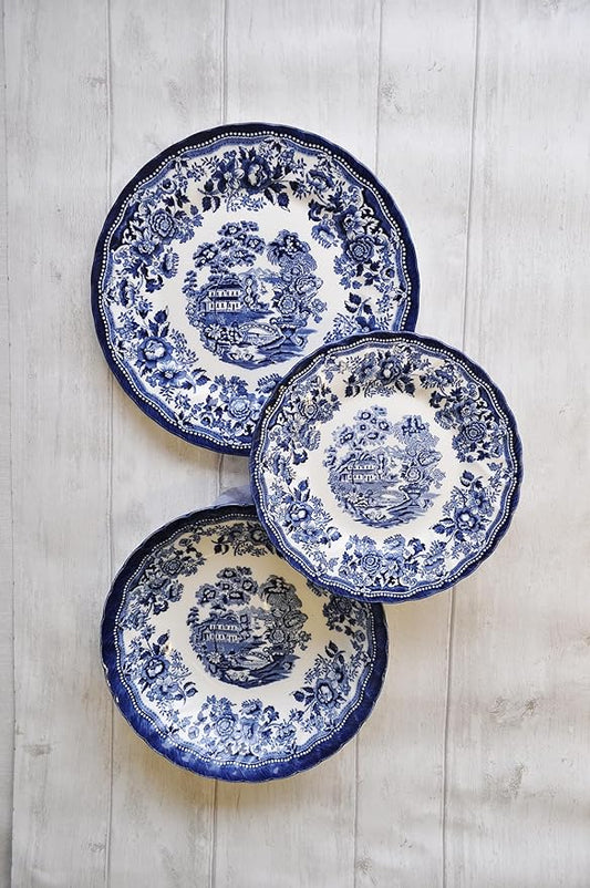 Churchill New Royal Wessex Tonquin Blue Chelsea 12 Piece Dinnerware Set, Made in England