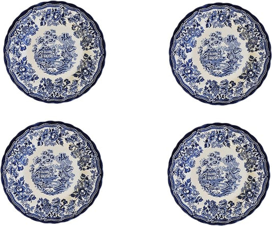 Churchill New Royal Wessex Tonquin Blue Chelsea 8" Salad Plate - Set of 4, Made in England
