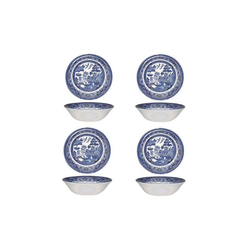 Churchill Blue Willow Pasta Bowl 9", Set Of 4, Made In England