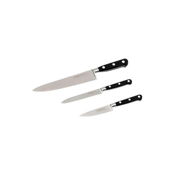 SABATIER FRERES IDEAL Chef's 3 knife Set, Chef Knife 8", Paring Knife 4", Serrated Edge Tomato Knife 5", Made in Thiers France Since 1885